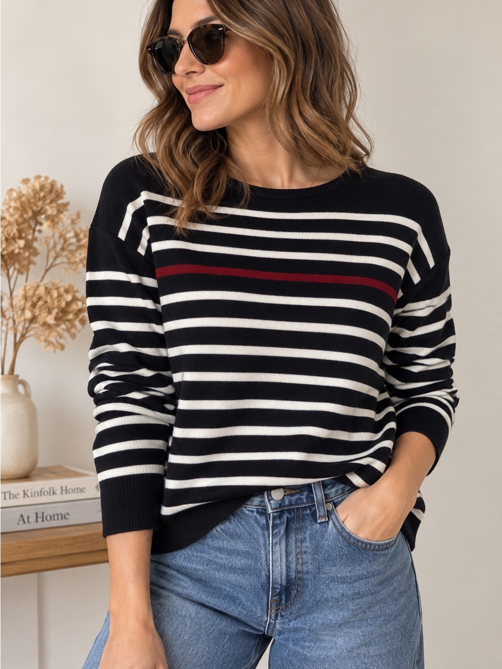 Silvia Novelli Merino Wool Brenton Striped Sweater Large Made in Italy